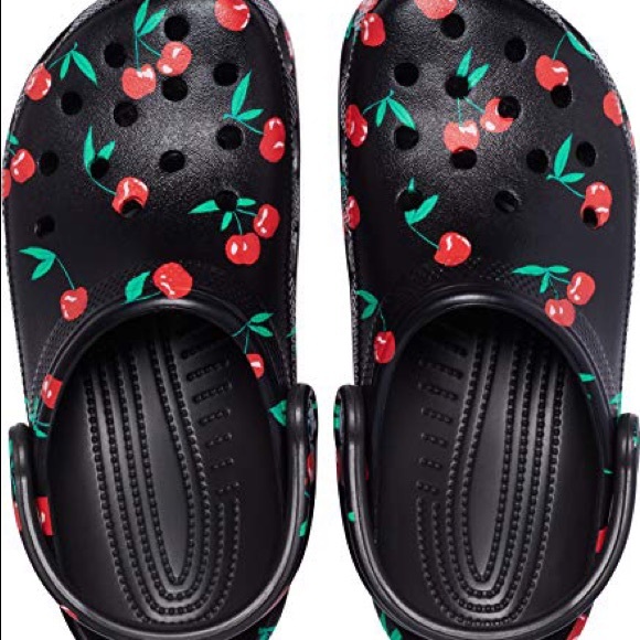 Black crocs with cherries Clearance